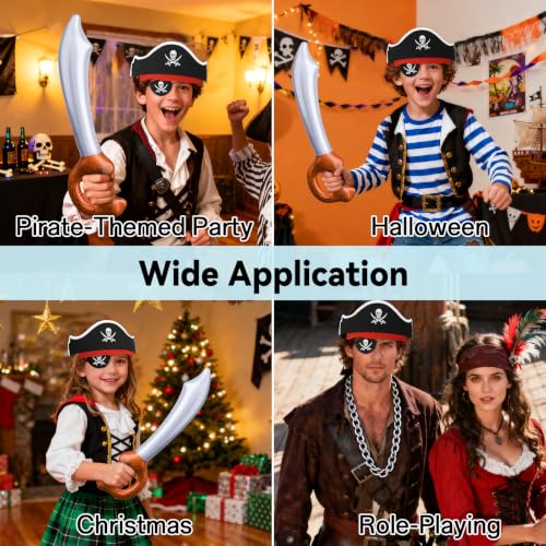 ZeeDix 9-Piece Pirate Set for Kids: 3 Hats, 3 Patches, 3 Swords