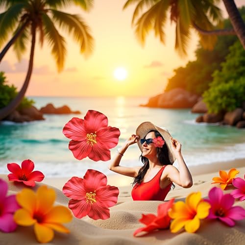 Red Hawaiian Flower Hair Clip 8cm - Bohemian Beach Wedding Hair Accessory
