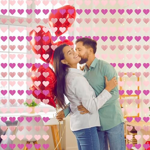Valentine Heart Garland 8-Pack Glitter Love Banners for Home Decor