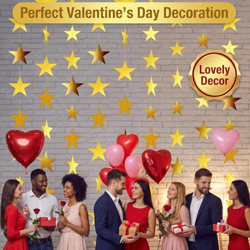 Gold Star Streamers 78FT - Double-Sided Hanging Decor for Parties