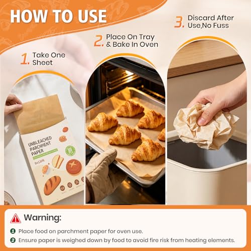 Yarmchahk 9x13 Inch Unbleached Parchment Paper Sheets - 100 Pack