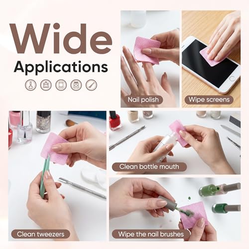 FEBABACI 1200 Pcs Lint-Free Nail Wipes - Acetone Remover & Gel Polish Pads