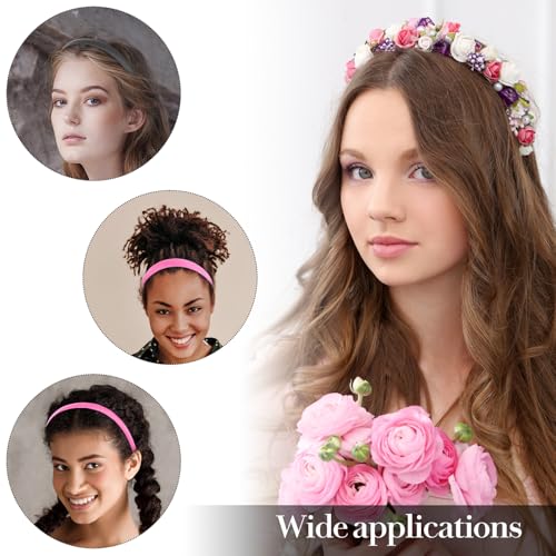 2Pcs Satin Wide Headbands for Women Girls Non-Slip Plain Hair Hoops