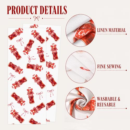 Gisgfim Red Bow Dirty Soda Bar Table Runner - 2 Pcs Flax Party Decor
