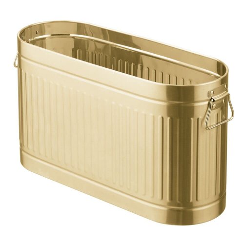 mDesign Large Steel Free Standing Toilet Paper Organizer, 6-Roll Tissue Storage Holder Container for Bathroom Floor, Fits Under Sink, Vanity, Shelf, In Cabinet, or Corner Oscar Collection - Soft Brass