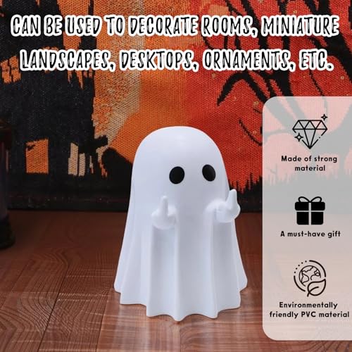 Funny Halloween Ghost Figurine - Spooky Middle Finger Resin Decor
