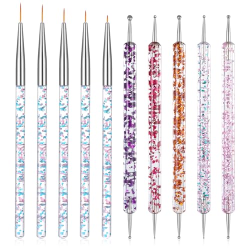 Larrel 10-Piece Nail Art Brush and Double-Ended Dotting Tool Set
