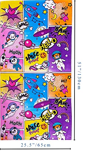 YIFONTIN Kids Beach Towel, Space Travel Print, 100% Cotton Velour, 51"x25.5"