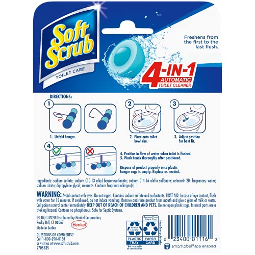 Soft Scrub 4-in-1 Toilet Care Rim Hanger, Sapphire Waters, 50g