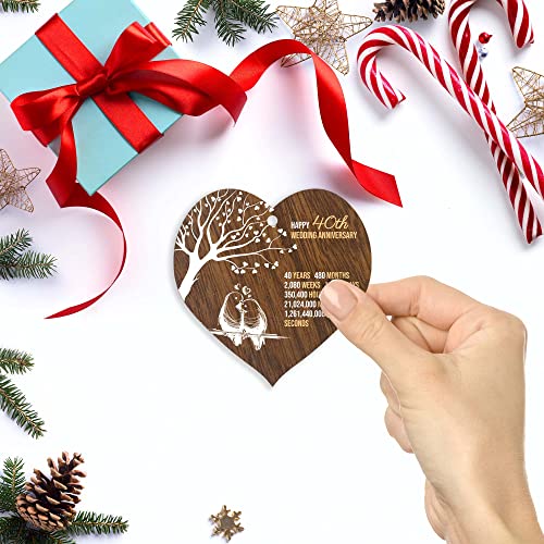 40th Wedding Anniversary Wooden Heart Plaque - Handmade Keepsake Gift