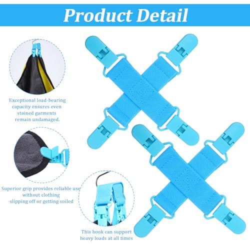 2 Pack Bed Sheet Detangler Clips - Blue Anti-Slip Mattress Fasteners
