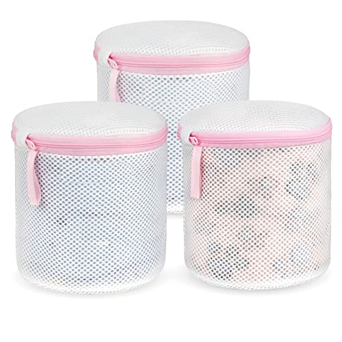 Ainiv 3PCS Pink Mesh Laundry Bags for Delicates, Bras, and Lingerie