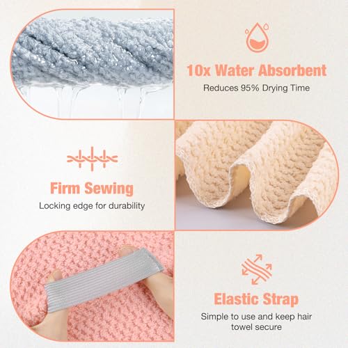 Super Absorbent Microfiber Hair Drying Towels - 3 Pack for Curly Hair