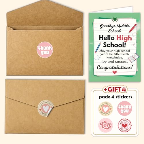 Middle School Graduation Congrats Card with Envelope - 8x5.3in