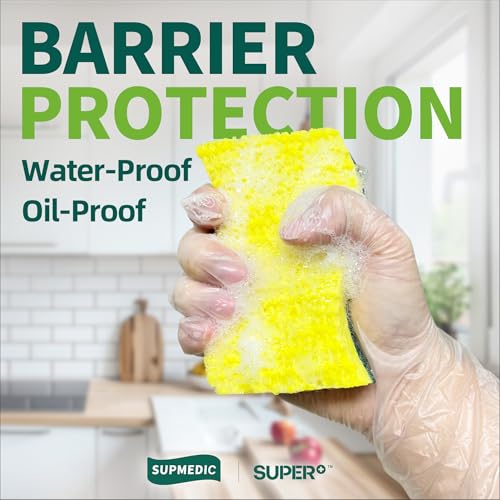Supmedic Vinyl Disposable Exam Gloves, Large, 4Mil Powder-Free, 100 Count