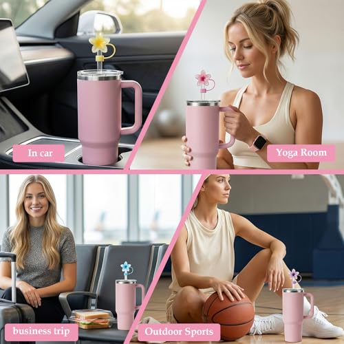 5-Pack Silicone Flower Straw Covers for Stanley 30 & 40 Oz Tumblers