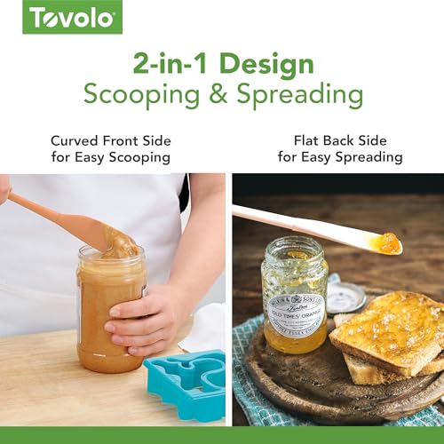 Tovolo Silicone Jar Spatula - Long Handle Oyster Gray Flexible Scraper for Jams & Nut Butters