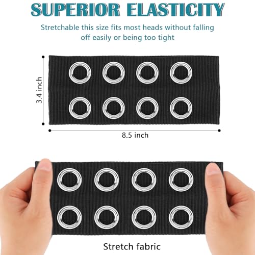 Black Wide Grommet Headband 2PCS - Y2K Punk Grunge Hair Accessories