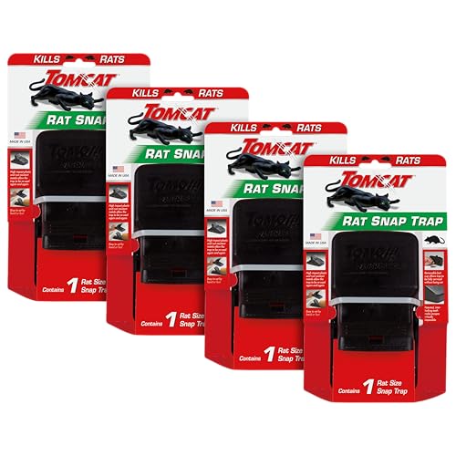 Tomcat Rat Snap Traps - 4 Reusable Traps for Home & Farm Use