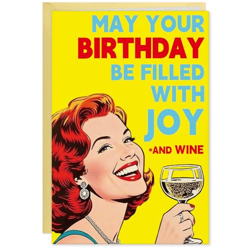 Humorous Vintage Birthday Card for Wine Lovers - 5.5x8
