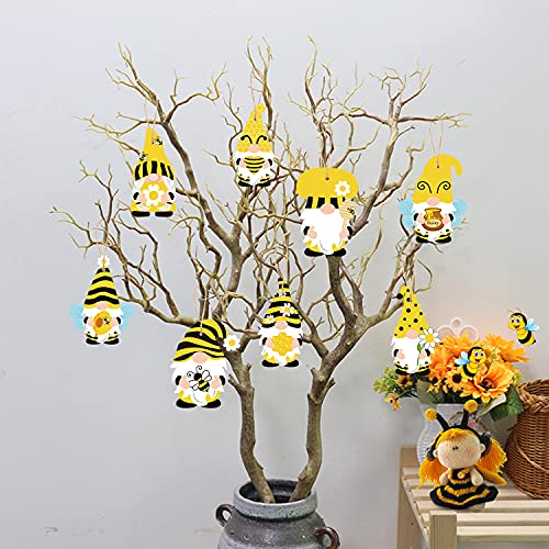 WATINC 25 Pack Bee Gnome Wooden Ornaments for Summer Decor
