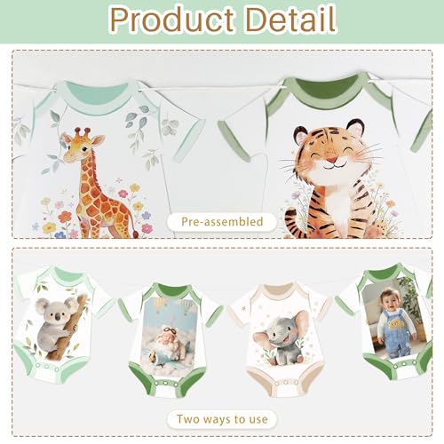 Safari Baby Shower Banner, Jungle Animal Monthly Milestone Photo Garland
