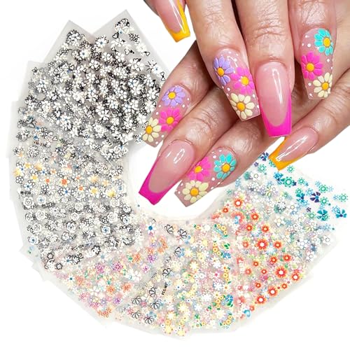 50 Sheets Floral Nail Stickers 3D Self-Adhesive Flower Decals Art Design