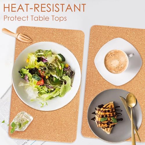 QPIX Rectangular Cork Trivets - 12" x 7" Heat Resistant Hot Pads (2 Pcs)