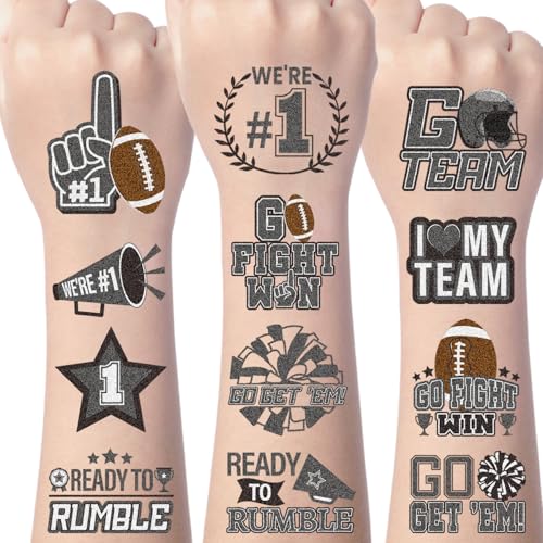 Gameza Black Football Temporary Tattoos - 144 Pack Spirit Party Favors