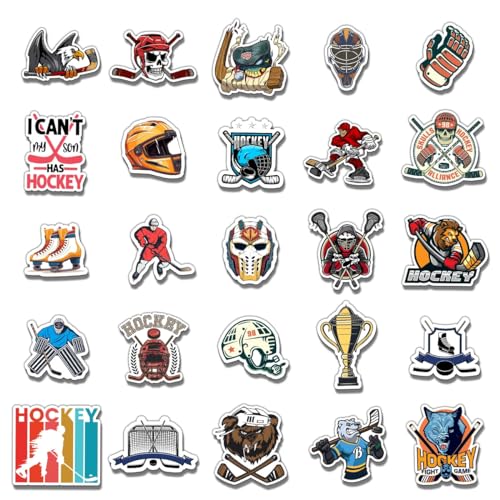 50 Pack Waterproof Ice Hockey Stickers for Water Bottles & Laptops