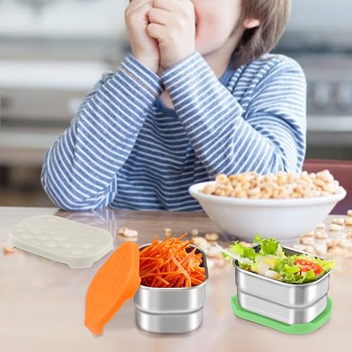 HaWare 8 oz Stainless Steel Snack Containers with Silicone Lids - 3 Pack