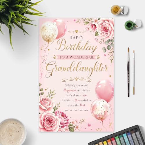 Heartfelt Birthday Card for Granddaughter from Grandparents with Envelope