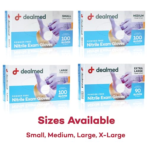 Dealmed Nitrile Exam Gloves - Latex Free, Medium, 100 Count