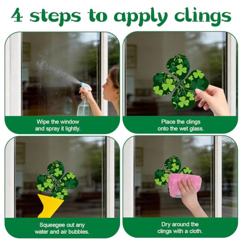 St. Patrick's Day Window Clings - 9 Reusable Shamrock Decals