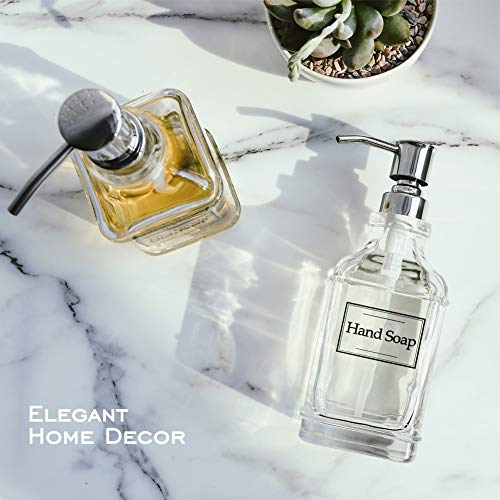 JASAI Antique Glass Soap Dispenser with Stainless Steel Pump