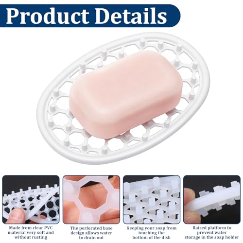Macuezu Silicone Soap Dish Holder - 2 Pack, Self-Draining Bathroom Tray