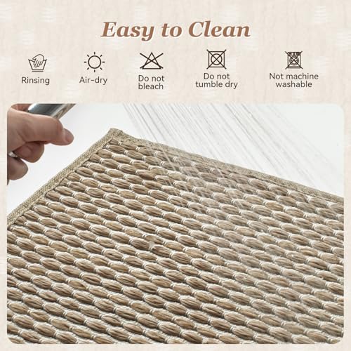 AMOAMI Woven Bath Mat - Super Absorbent Non-Slip Rug, 24" x 36", Brown
