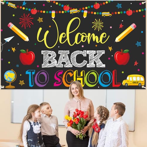 Welcome Back to School Banner - Black Vinyl Party Decoration