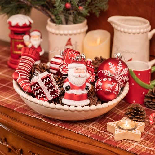 Christmas Ornaments Set - Red & White Shatterproof Holiday Decor, Bulk 225 Count
