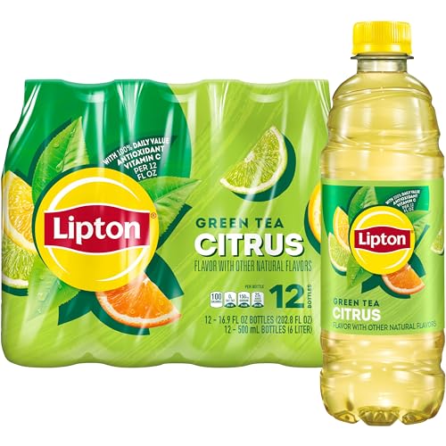 Lipton Green Tea Citrus Bottles Pack of 12 - Refreshing Iced Tea Drink