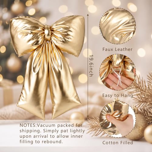 Giant Christmas Bow Tree Topper - 20 Inch Gold Holiday Decor