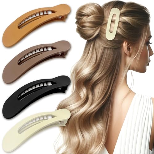 Jaasuee Large Flat Hair Claw Clips for Thick and Thin Hair - 4 Pack