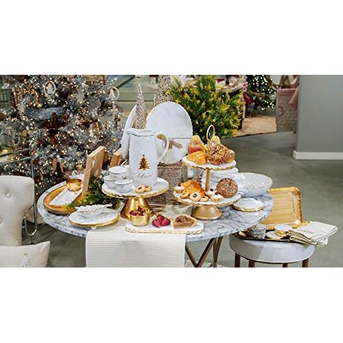 Mud Pie Foiled Marble Coaster Set, White Silver