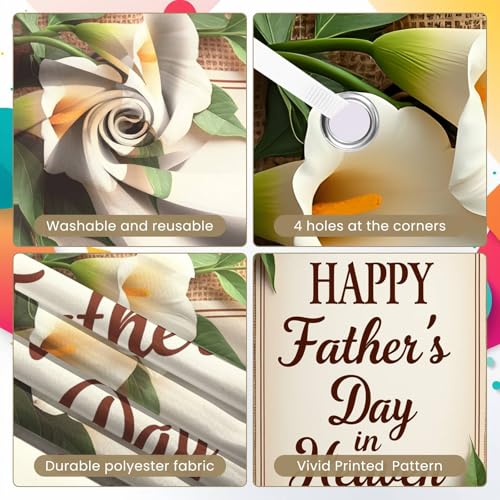 Happy Father's Day in Heaven Door Cover Banner - Floral Butterfly Tribute