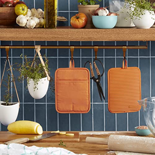 KitchenAid Ribbed Silicone Pot Holder Set, 2-Pack, Honey, 7"x9"
