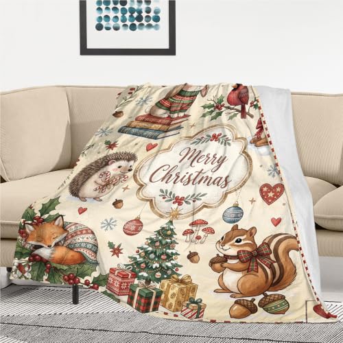 Christmas Throw Blanket 40x60 Inches - Holiday Animal Pattern Gift for Women & Kids