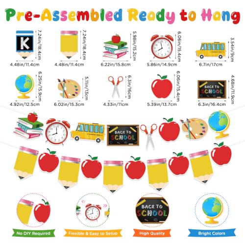 Back to School Decorations Banner Set - Reusable & Pre-Strung