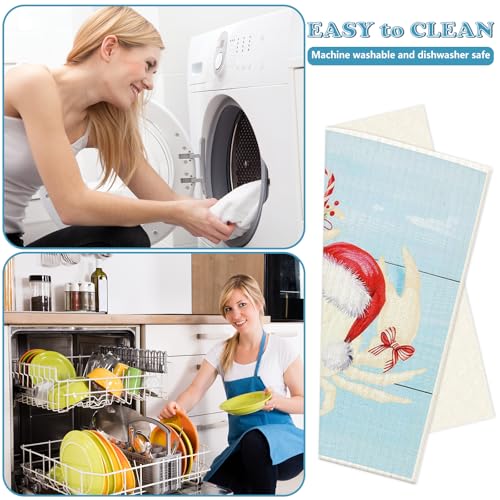 Whaline Swedish Dishcloths - 4 Pack Reusable Ocean Animal Kitchen Towels