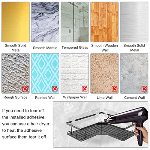 AOUKAR Adhesive Replacement Pads for Corner Shower Caddy, 4 Pack, 40LB Hold