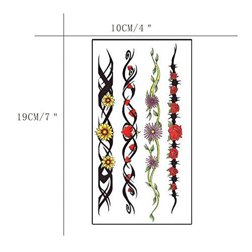 TAFLY Green Flower Vine Temporary Tattoos - 5 Sheets Waterproof Body Art